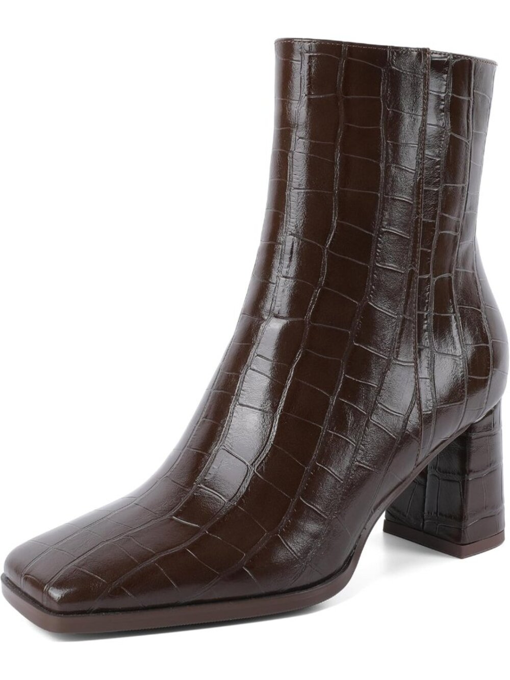 Stylish Chunky Heel Ankle Booties with Square Toe & Side Zip - Fall Shoes, Sizes